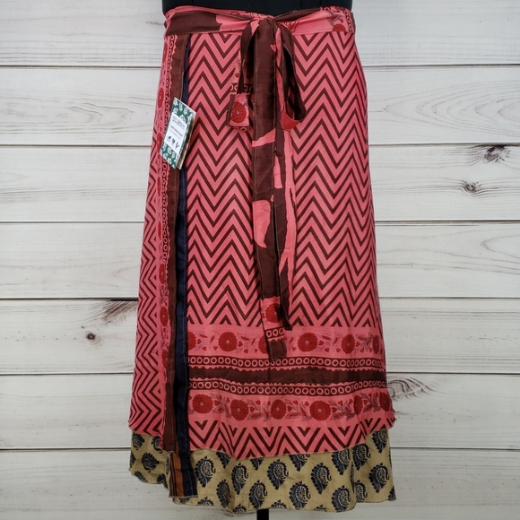 Darn Good Yarn Dresses & Skirts - Darn Good Yarn Sari Silk Wrap Skirt Tea Goddess